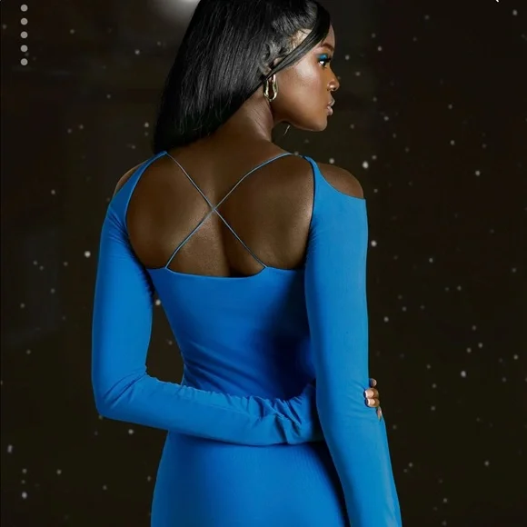 NEW! Blue Long Sleeve Dress - Picture 2 of 6